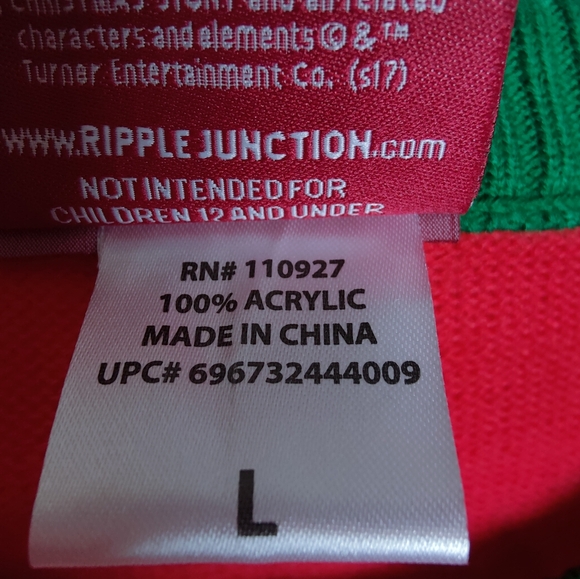 Ripple Junction A Christmas Story "Fragile" Ugly Christmas Holiday Sweater, Sz L - Picture 8 of 9